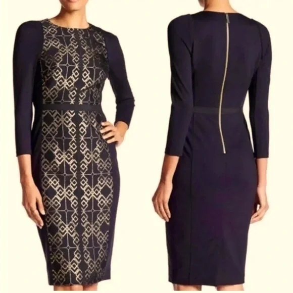 Ted Baker Mikha Metallic Jacquard
Panel Midi Dress Ted Baker Size 1 - Picture 1 of 7